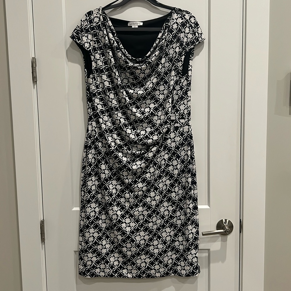Liz Claiborne Cap Sleeve Dress: Black & White